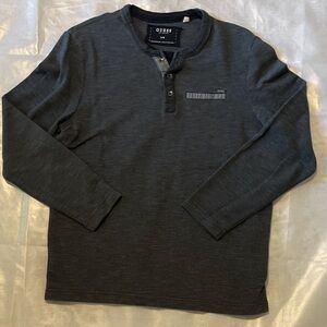 Guess Mens Charcoal Gray Long Sleeve Henley Medium